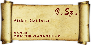 Vider Szilvia névjegykártya